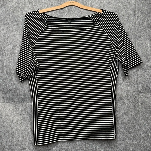 Talbots Women's Black/White Striped Shirt- Sz‎ M - Picture 1 of 5